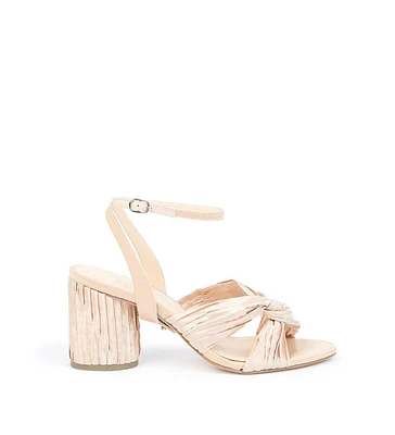 Alterre Women's Nude Satin Customizable Twist Sandals