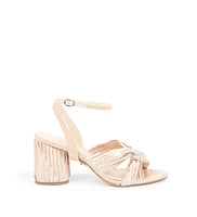 Alterre Women's Nude Satin Customizable Twist Sandals