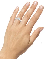 Diamond Emerald Shaped Halo Cluster Engagement Ring (3/8 ct. t.w.) 14k White Gold