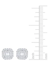 Diamond Round & Baguette Cluster Stud Earrings (1/2 ct. t.w.) in 14k White or Yellow Gold
