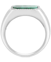 Effy Men's Malachite & Diamond (1/6 ct. t.w.) Halo Ring in Sterling Silver