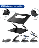 LS10 Aluminum Laptop Stand, Ergonomic Adjustable Notebook Riser Holder Computer Stand Compatible with Air, Pro, Dell, Hp, Lenovo More 10-14" Laptops