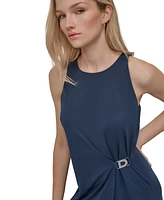 Dkny Women's Hardware-Trim Side-Ruched Sleeveless Dress
