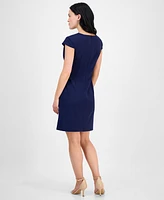 Connected Petite V-Neck Short-Sleeve Sheath Dress
