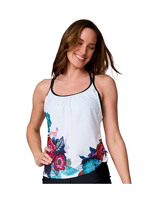 Free Country Women's Side Tie Blouson Tankini Top