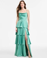 Seni & Cade Women's Satin Tiered Cowl-Neck Gown