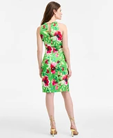 Eliza J Women's Chain-Trim-Neck Sleeveless Sheath Dress