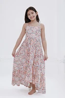 Harry Potter Girls Hedwig Square Neck Smocked Cami Maxi Dress