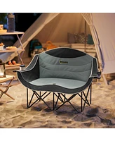 Outsunny Double Camping Chair for Adults, Padded Folding Camp Chair,