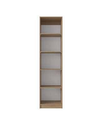 Vinton Xs Bookcase Compact Bookshelf with Multiple Shelves, Natural Oak / White