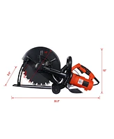 Electric 14" Cut Off Saw Wet/Dry Concrete Saw Cutter Guide Roller with Water Line Attachment
