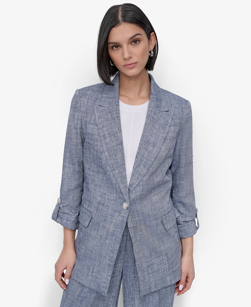 Dkny Women's Linen Blend One-Button Blazer