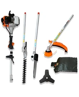 4 in 1 Multi-Functional Trimming Tool, 56CC 2-Cycle Garden Tool System with Gas Pole Saw, Hedge Trimmer, Grass Trimmer, and Brush Cutter Epa Compliant
