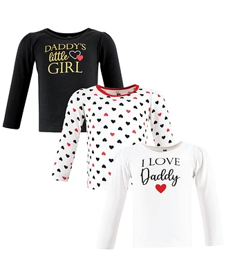 Hudson Baby Girls Long Sleeve T-Shirts Daddy Red Black, 18-24 Months