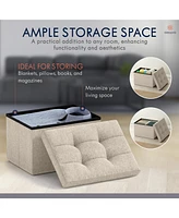 Collapsible Small Rectangle Footrest Storage Ottoman - 12 x 16