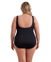 ShapeSolver Sport by Mimi Flamingo Women's Scoopneck Tank One Piece Swimsuit with Zipper