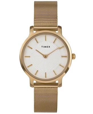 Timex Women's Quartz Analog Gold-Tone Stainless Steel Watch, 34mm