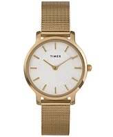 Timex Women's Quartz Analog Gold-Tone Stainless Steel Watch, 34mm