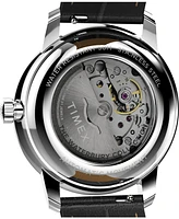 Timex Men's Mechanical Automatic Black Leather Watch, 41mm