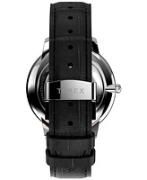 Timex Men's Quartz Analog Black Leather Watch, 39mm