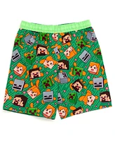 Minecraft Boys Steve Creeper Alex Skeleton Swim Trunks Bathing Suit to