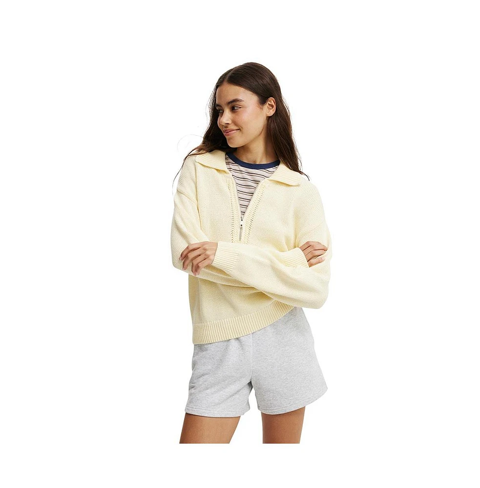 Cotton On Women's Half Zip Collar Pullover