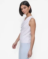 Dkny Petite Sleeveless Draped Cowlneck Top