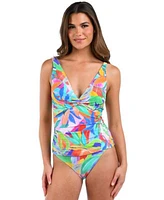 La Blanca Womens Tropi Flage Tankini Top Hipster Bottoms