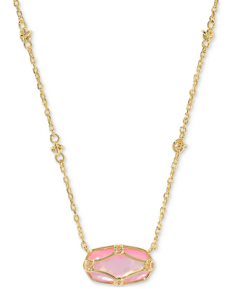 Kendra Scott 14k Gold-Plated Lattice-Framed Mother-of-Pearl 19" Adjustable Pendant Necklace