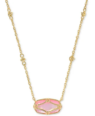 Kendra Scott 14k Gold-Plated Lattice-Framed Mother-of-Pearl 19" Adjustable Pendant Necklace