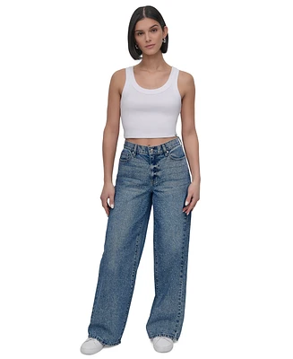 Dkny Jeans Women's Rhinestone High-Rise Wide-Leg - Jee