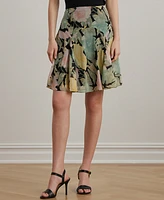 Lauren Ralph Petite Floral Crinkle Georgette Skirt