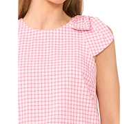CeCe Women's Gingham Bow-Shoulder Sleeveless Top