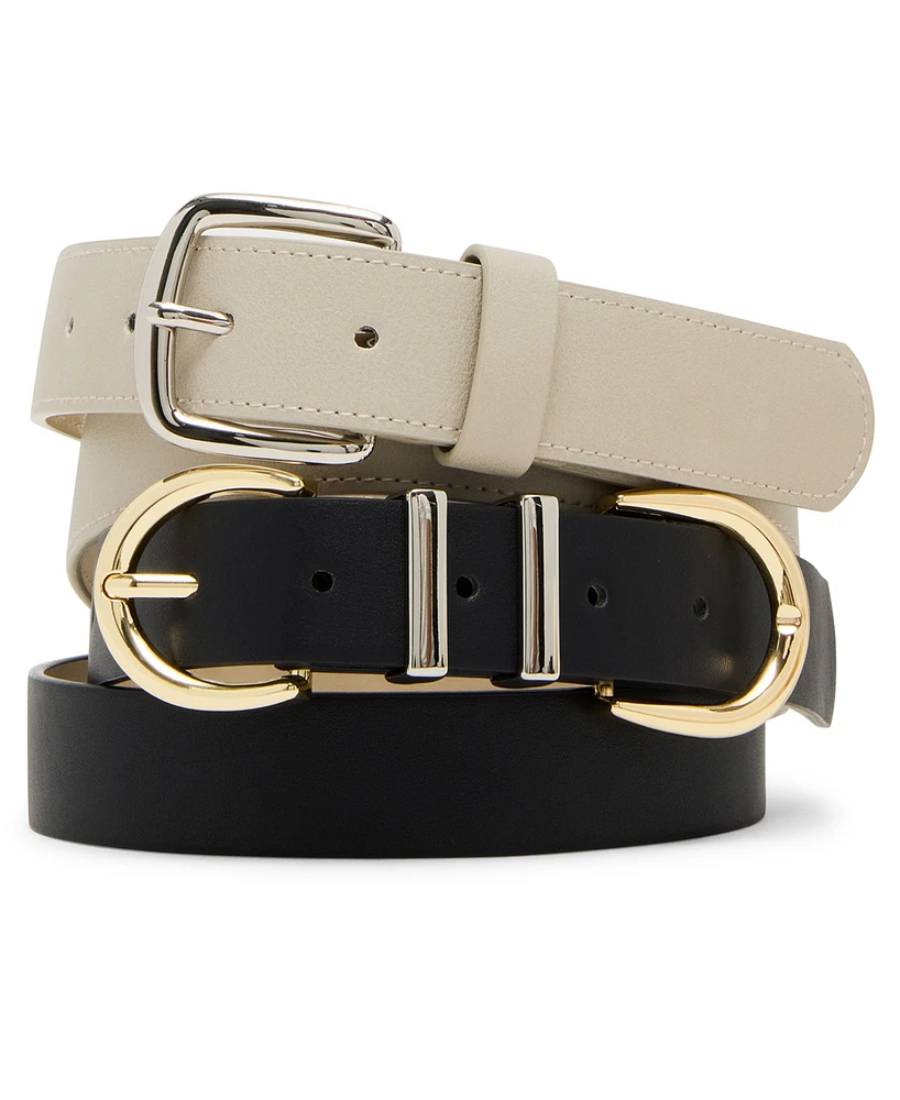 Steve Madden Topstitched Textured Polyurethane Belt
