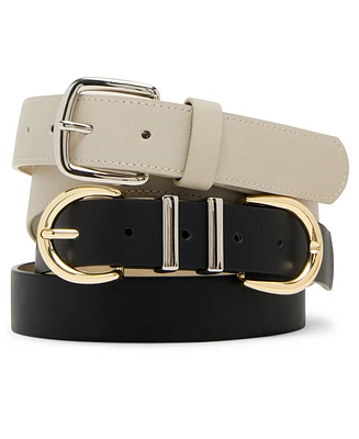 Steve Madden Topstitched Textured Polyurethane Belt