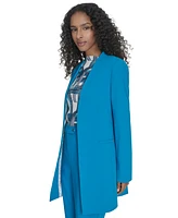 Calvin Klein Petite Collarless V-Neck Long Blazer