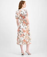 Kasper Tropical Floral Cotton Short-Sleeve Dress, Regular & Petite Sizes