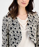 Kasper Women's Embroidered Open-Front 3/4-Sleeve Bolero Jacket
