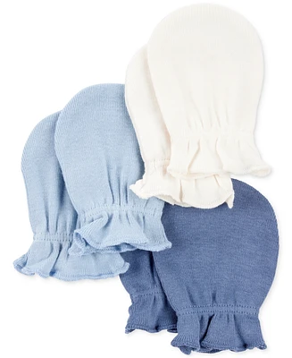 Carter's Baby Boys Cotton Mittens, 3 Pack