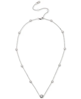 Lauren Ralph Lauren Sterling Silver Cubic Zirconia Station Collar Necklace, 16" + 3" extender