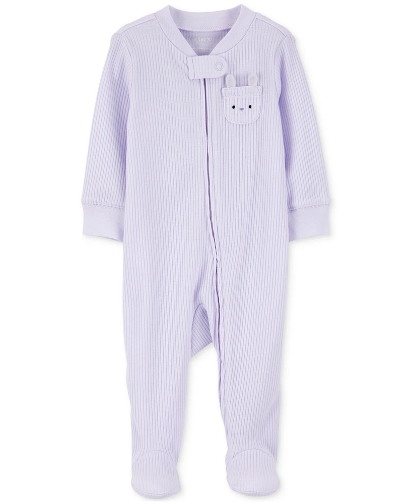 Carter's Baby Girls Bunny Ribbed Sleep & Play Pajamas