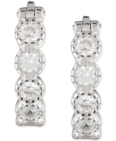 Lauren Ralph Lauren Sterling Silver Medium Cubic Zirconia Hoop Earrings, 1.16"