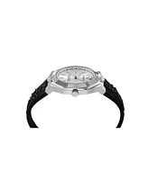 Plein Sport Men's Metronaut Three Hand Quartz Black Silicone Strap Watch, 42mm