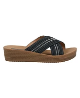 Gc Shoes Women's Robyn Embellished Crisscross Strap Wedge Sandals