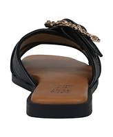 Gc Shoes Women's Ivy Embellished Buckle Slide Flat Sandals