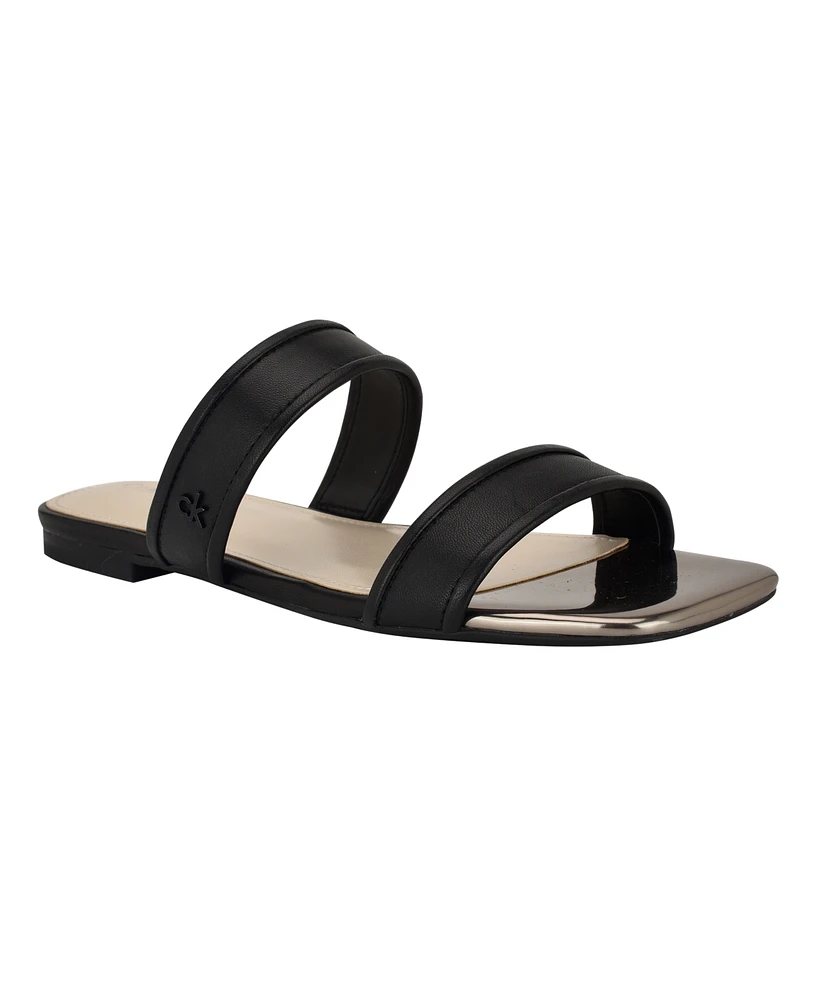 Calvin Klein Women's Felisa Double Band Slip-On Flat Sandals