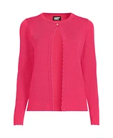 Lands' End Women's Blend Scallop Edge Fitted Cardigan Sweater - Set Top