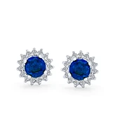 Bling Jewelry 2 1 Removable Jackets Cubic Zirconia Cz Crown Halo Ear Jacket with Round Solitaire Stud Earrings .925 Sterling Silver
