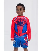 Spidey and His Amazing Friends Toddler Boys Marvel Avengers Spider-Man Rash Guard Swim Trunks