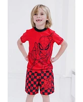 Spider-Man Boys Marvel Upf 50+ Rash Guard and Swim Trunks Outfit Set